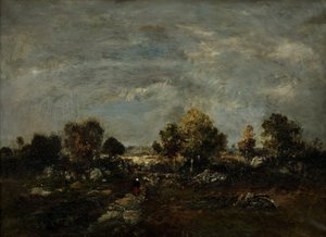 A Heath Scene at Fontainebleau by Unbekannt Unbekannt